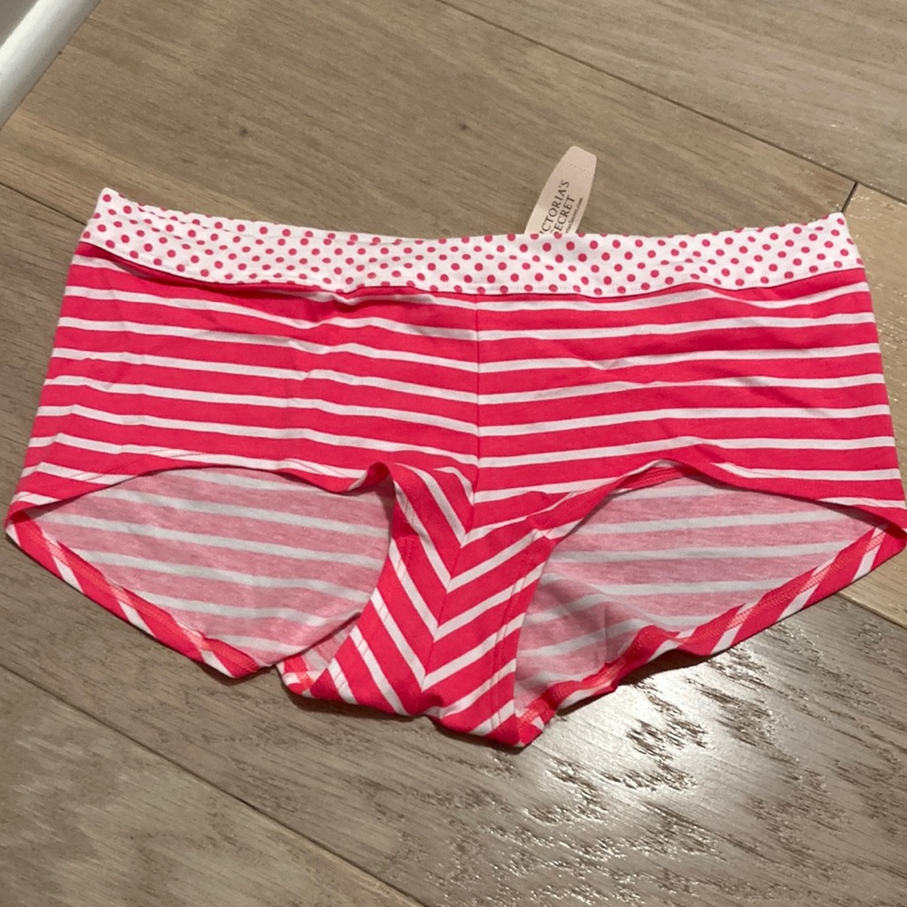 Victoria secret pink and white panties- Size L NWT